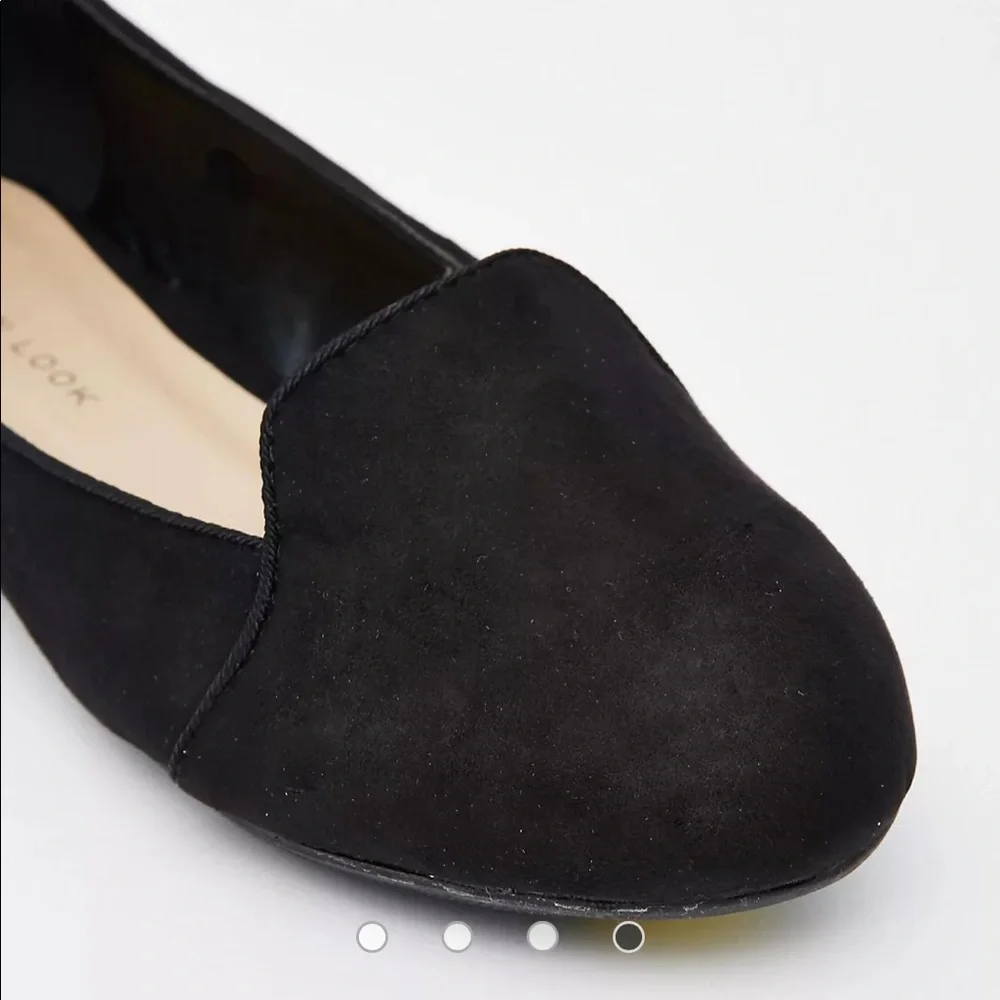 NWT New Look Suede-Look Smoking Slipper Loafers Flats - Women’s 6.5 / 37, Black